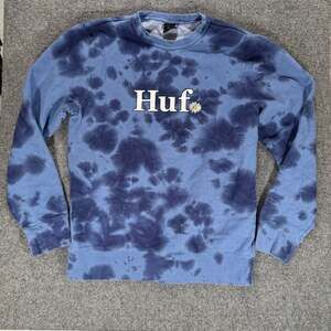HUF Blue Tie Dye Daisy Graphic Crewneck Sweatshirt Size Large